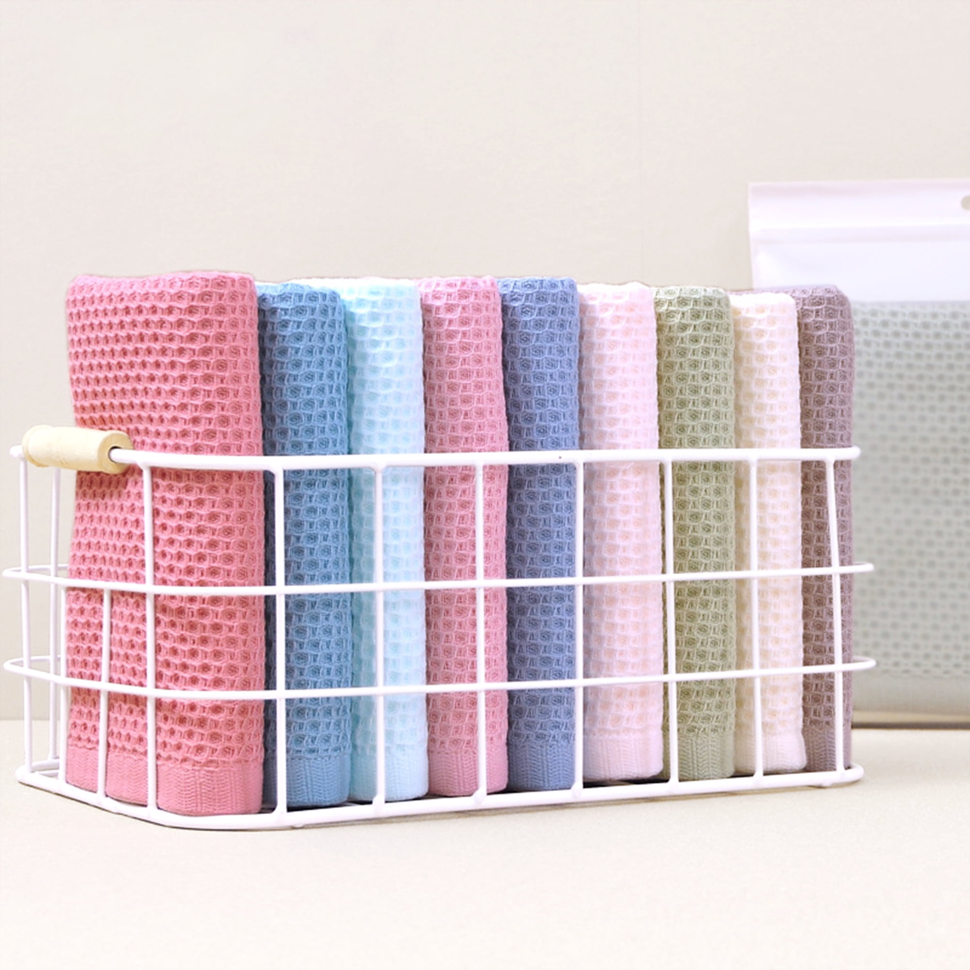 Unique Bargains Cotton Hand Towel Set Waffle Hand Towels Light Blue 2-Pieces