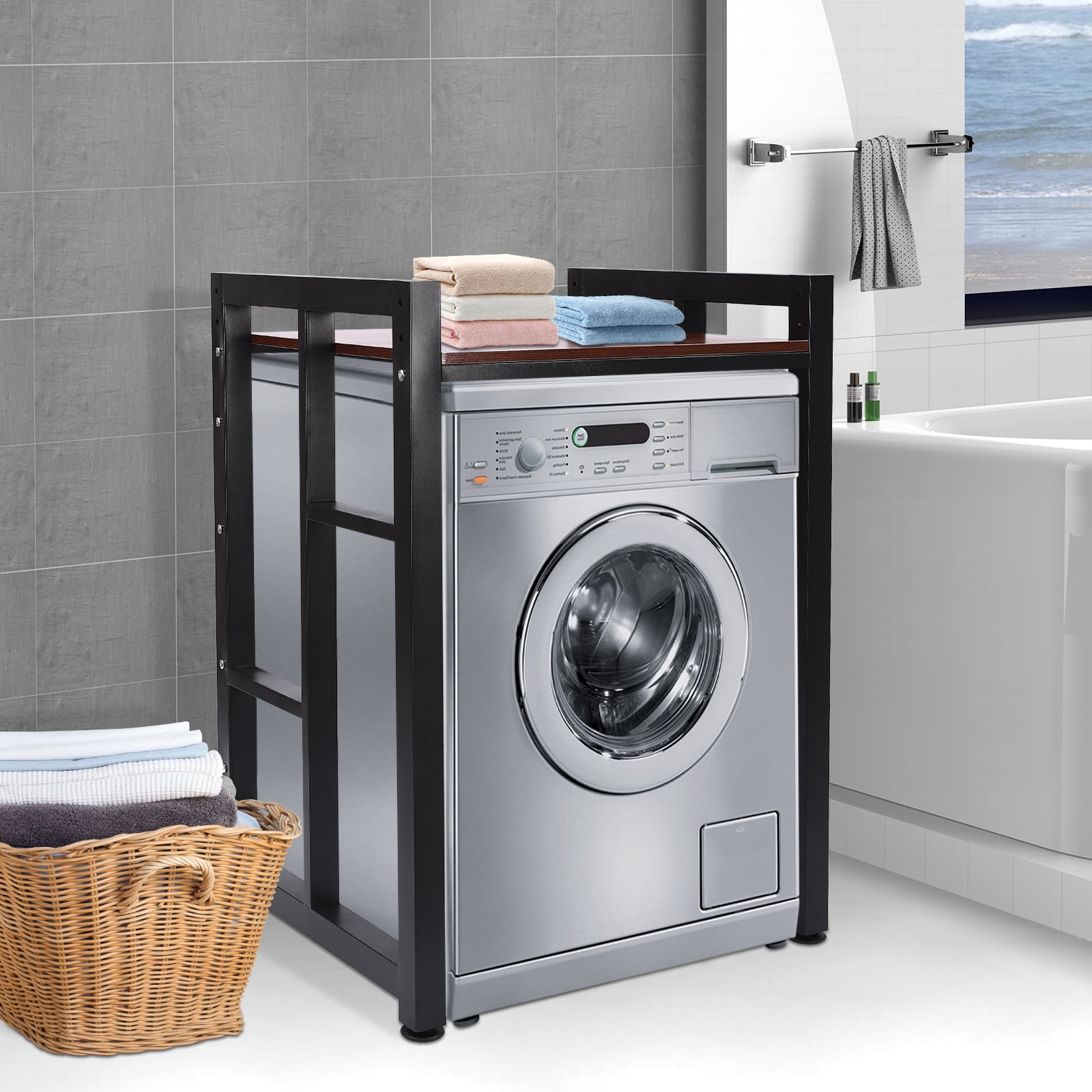 Washer and Dryer Storage Shelf with Adjustable Laminate, Modern Bathroom Tray, Strong Bearing Capacity, Space-Saving Design
