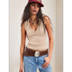 thumbnail image 4 of Camisetas Sin Mangas Acanaladas para Mujer, Camisetas de Verano Ajustadas con Cuello en V, Camisetas Casuales Básicas de Punto Sin Mangas Albaricoque M, 4 of 7