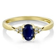 thumbnail image 3 of Gem Stone King 14K Yellow Gold Blue Sapphire and Diamond Women's Engagement Ring (0.55 Cttw Oval, Available in Size 5, 6, 7, 8, 9), 3 of 5