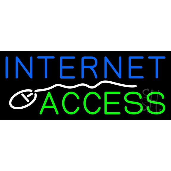 Internet Access With Mouse Logo LED Neon Sign 10 x 24 - inches, Clear Edge Cut Acrylic Backing, with Dimmer - Bright and Premium built indoor LED Neon Sign for Computer & Electronics store decor.