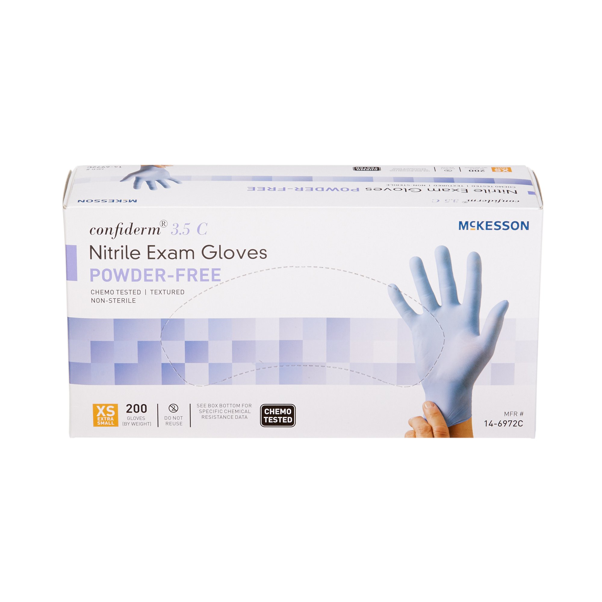 McKesson Confiderm® 3.5C Exam Glove, Nitrile, Blue, X-Small, 200/Box (765873_BX)