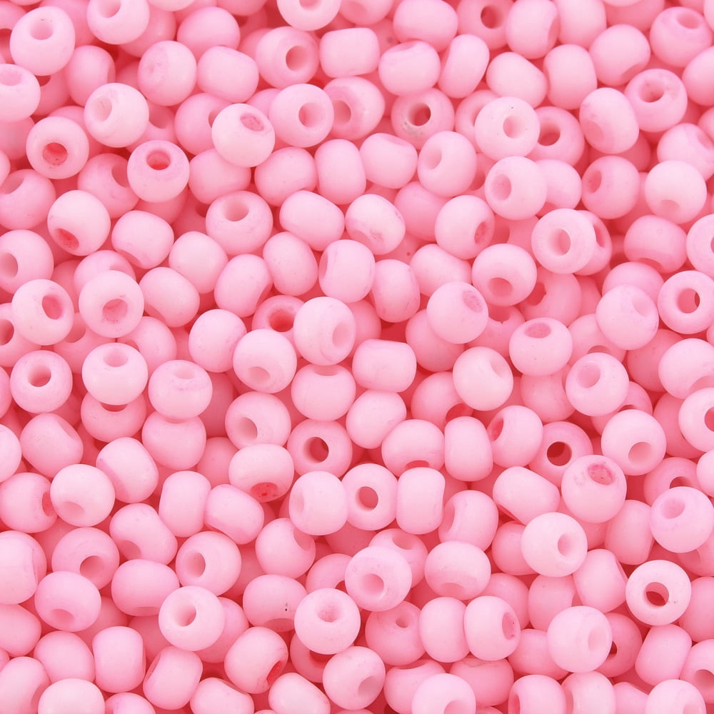 8/0 Opaque Glass Seed Beads Round Hole Frosted Colours Round Pink 3~4x2~3mm Hole: 0.8mm about 15000pcs/Pound