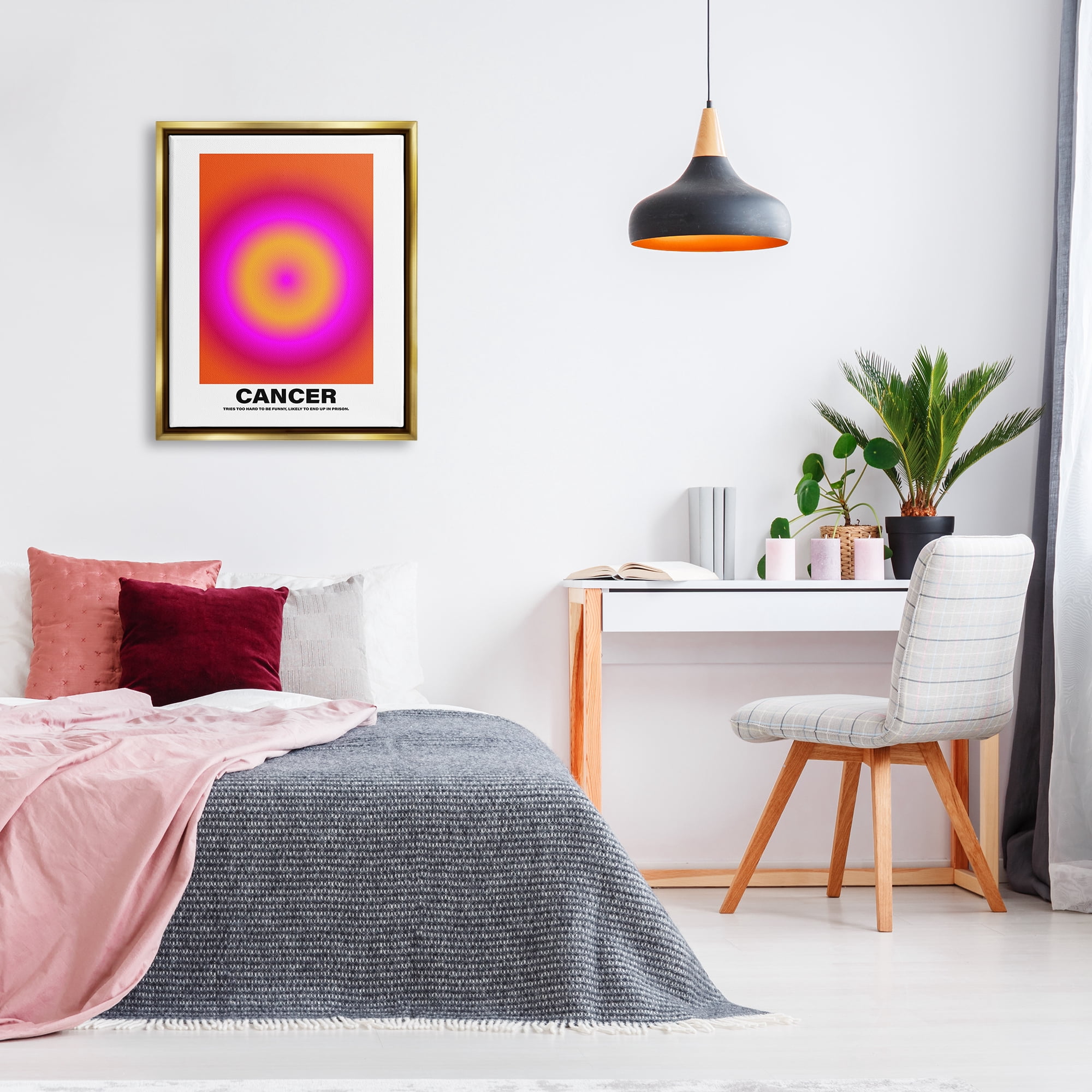 Stupell Industries Funny Cancer Astrology Abstract Painting Gold Floater Framed Canvas Art Print Wall Art, 25 x 31