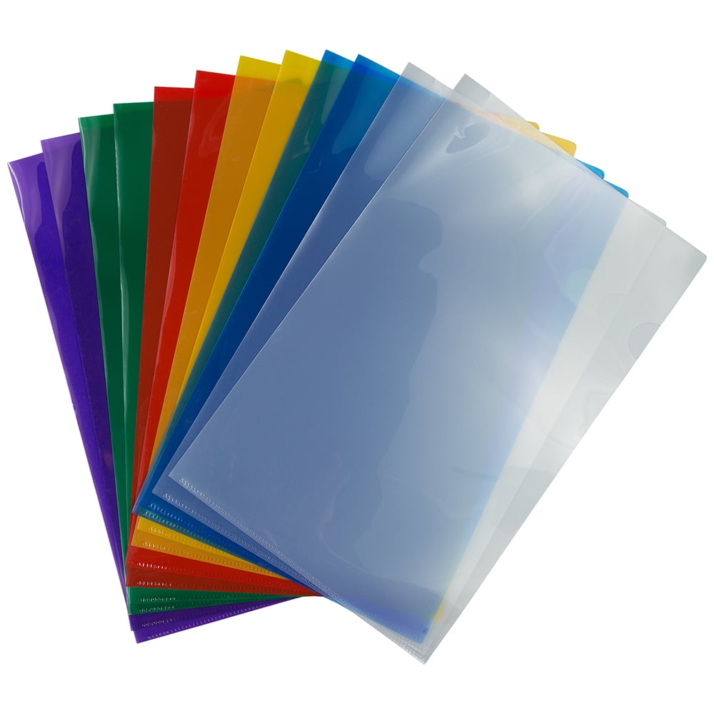 12 Page Protectors/Pack JAM PAPER Plastic Sleeves A4 Size 8 1/2 x 12 1/5 Assorted Color Project Pockets 