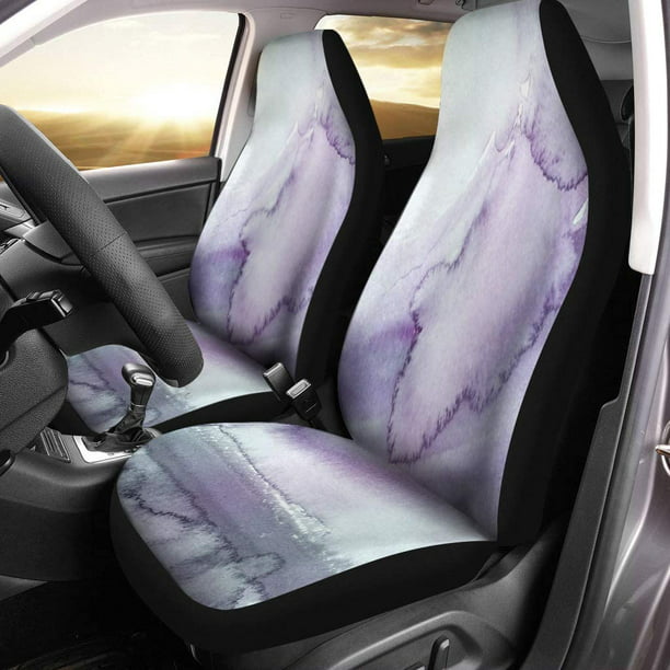 Kxmdxa Set Of 2 Car Seat Covers Abstract Violet Gray Light Watercolor Ombre Wash Brush Canvas Universal Auto Front Seats Protector Fits For Suv Sedan Truck Com - Can You Wash Canvas Seat Covers