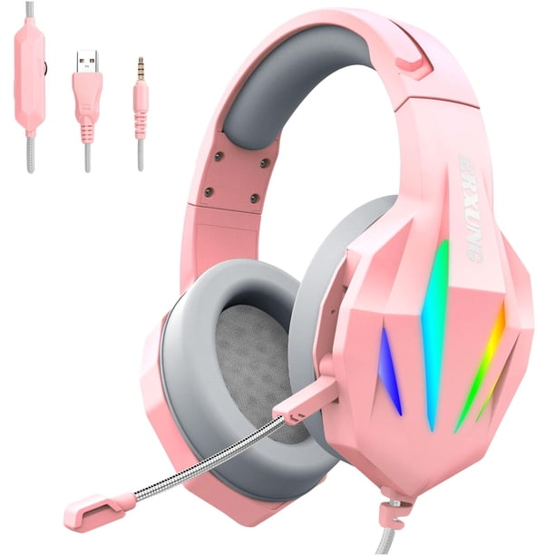Auriculares para juegos con micrófono Auriculares para juegos de sonido de 3,5 mm, para PC Consolas portátiles Gamers Sonido envolvente estéreo HD
