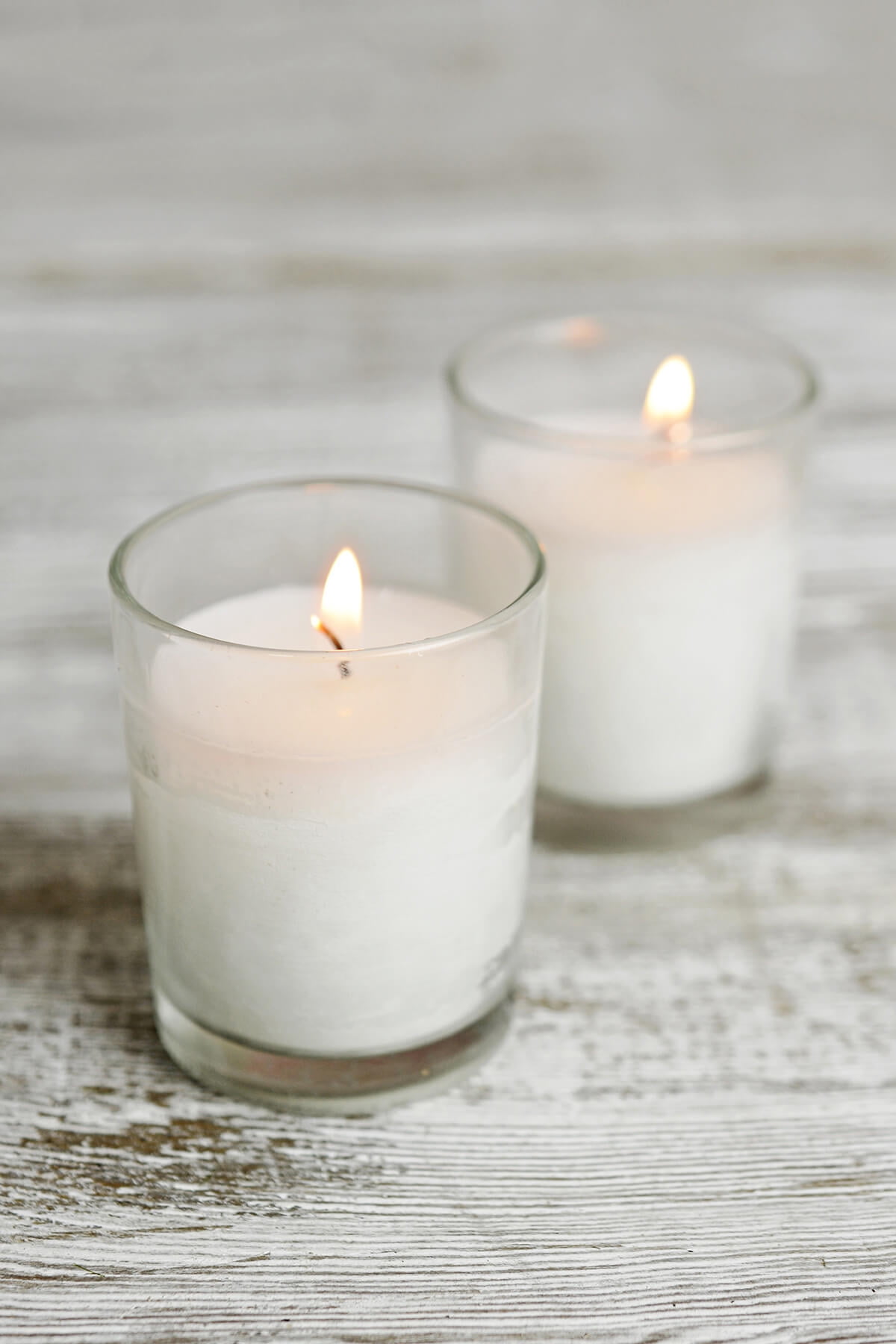 6 Unscented Prefilled Votive Candles in Glass Cups