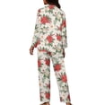 thumbnail image 2 of Renewold Poinsettia Graphic Nightwear for Women Christmas Button Down Pajamas Sets 2pcs Loose Fitting Jogger Sweatsuit Indoor Home Life Relaxed Outfits Scoop Neck Sleepwear Size XL, 2 of 6