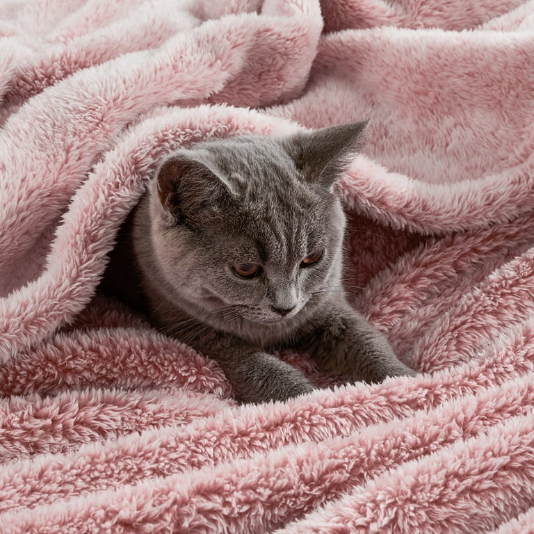 NEW! Pink Christmas Cat plush throw blanket 50x70