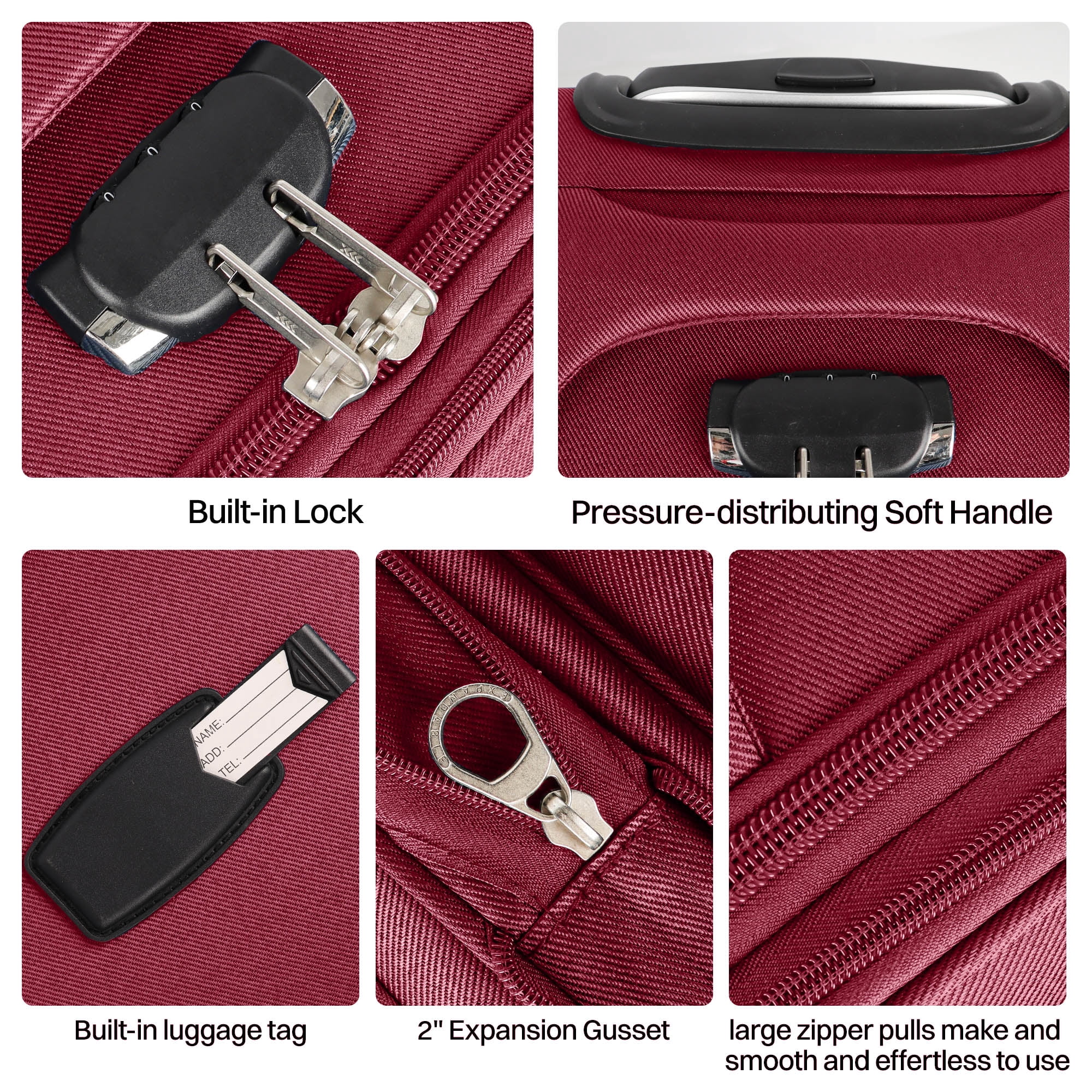 New York Xpress 28" Softside Large Checked Luggage Lightweight Expandable Suitcase with Spinner Wheels, Burgundy/Grey, WD8815