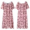 thumbnail image 6 of Womens Plus Size Nightgowns House Dress Short Sleeve Square Neck Nightdress Oversized Loose Lounge Dresses Floral Print Long Nightshirt, XL-4XL, 6 of 7