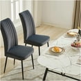 thumbnail image 2 of Set of 2 Modern Velvet Dining Chairs with Adjustable Footrests, Dark Grey Upholstered Kitchen Side Chairs, Contemporary Iron Frame Accent Chairs for Restaurant and Home Dining, 2 of 9