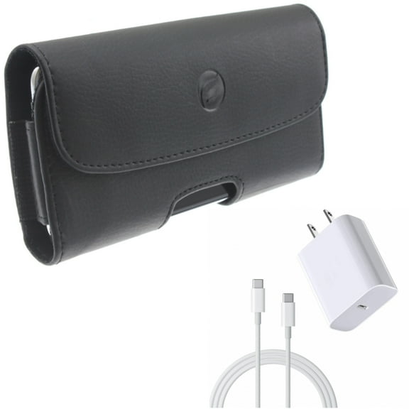 For Galaxy A73 /A23 /A14 /A13 - Case Belt Clip w 18W Fast Home Charger, Leather Holster Cover, PD Type-C 6ft USB-C Cable Quick for Samsung Galaxy A73 /A23 /A14 /A13 5G