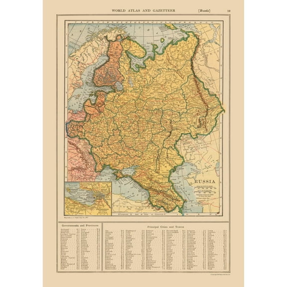 Historic Map - Russia - Reynold 1921 - Vintage Wall Art