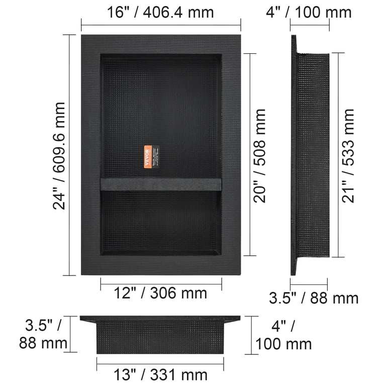 Shower Niche - Tileable Shelf, Wet Room Alcove Recess, Waterproof Stor