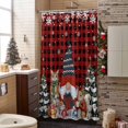 thumbnail image 3 of Christmas Gnome Bathroom Shower Curtain Squirrel Cat Xmas Tree Snowflake Red Plaid Waterproof Washable Shower Curtains for Bathtub Bath Decor with Grommets and Hook 66 X 72 Inch, 3 of 8
