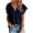 Navy, variant on Short Sleeve Womens Blouse Petal Chiffon Short Sleeve Button up V Neck Fashion Tee Elegant Tops