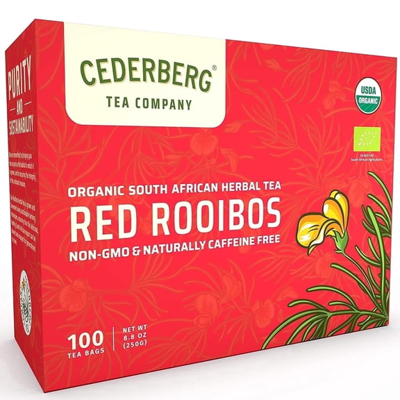 Cederberg Tea Company Organic Rooibos Red Tea Bags – 100 Count – Caffeine Free, Non-GMO, Single Origin Red Rooibos Tea