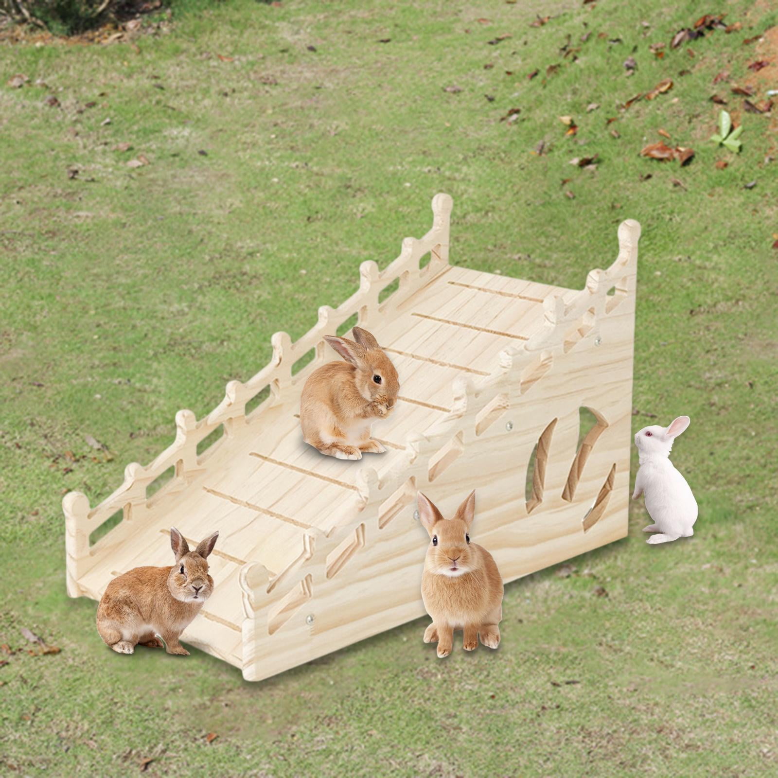 TOOYFUL Wooden Rabbit Hideout Hideaway Cage Accessories Shelter Hutch Nest Hideout for Guinea Pigs Rats Chinchillas Hamsters Lemmings mountain ladder