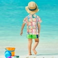 thumbnail image 4 of FORMRS Boys Rash Guard Short Sleeves Swim Shirt Quick Dry UPF 50+ Sun Protection, Sizes 3-12T, Pink Checkered Daisy, 4 of 6