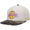 thumbnail image 3 of Men's Mitchell & Ness Cream Los Angeles Lakers Hardwood Classics 2010 NBA Finals Patch Off White Camo Fitted Hat, 3 of 5