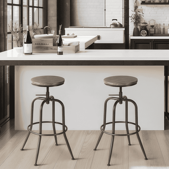 Homy Casa Bar Stools Set of 2, Swivel Adjustable Height Counter Bar Stool for Kitchen Living Room