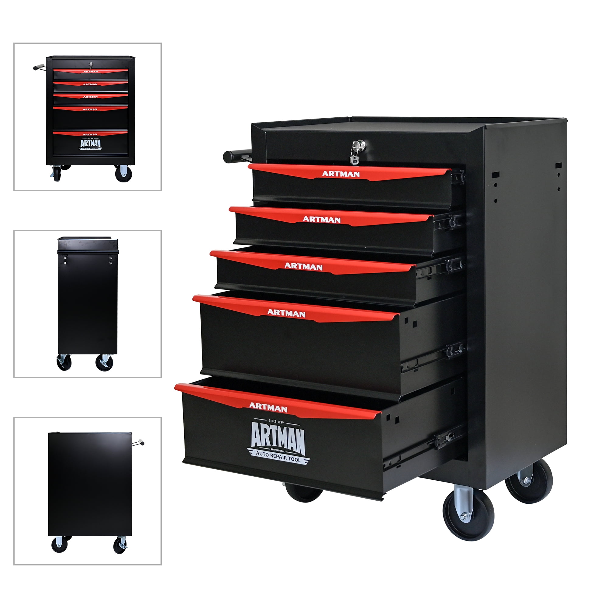 ARTMAN 20" 5-Drawer Rolling Metal Tool Chest Cabinet,Steel Tool Storage Box Organizer for Garage Workshop Warehouse