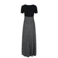 thumbnail image 4 of Frontwalk Ladies Long Dress Short Sleeve Maxi Dresses Crew Neck Summer Beach Sundress Holiday Casual Floral Print Black White XXL, 4 of 6