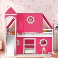 thumbnail image 2 of Aukfa Full Size Loft Bed with Slide - Princess Castle Bed with Tent and Tower for Kids Girls - Pink, 2 of 8