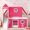 Pink+Solid Wood+MDF+Full, variant on HMYG Twin Loft Bed with Slide, Pink Tent and Tower, Pink