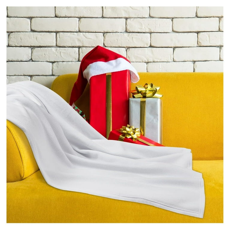 12 Pcs White Bulk Blankets for Wedding Favors Soft Fleece Blanket