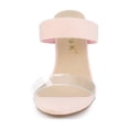 thumbnail image 6 of BLISSFUL STEP Women's Dual Clear Strap Chunky Heel Mules Slides Sandals Pink 10, 6 of 8