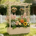 thumbnail image 6 of Ktaxon 43.3in Raised Garden Bed, Natural Wood Planter with Arched Lattice & Pergola Top, 6 of 9