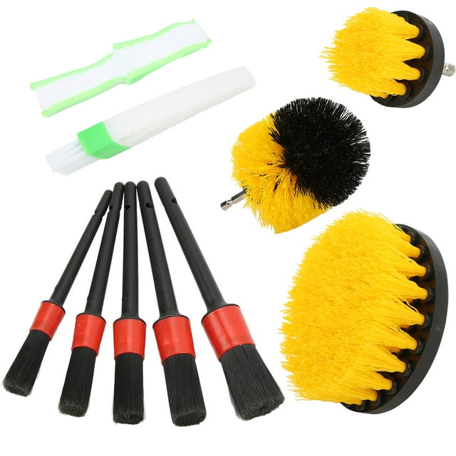 Kit de Récurage pour Perceuse de Voiture, 10 Pcs Brosses de Detailing Automobile Brosses de Detailing Automobile Fabriquées avec Expertise