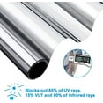 thumbnail image 3 of One Way Mirror Window Film Daytime Privacy lass Sticker Heat Control Sun Blocking Windows Tint Anti-UV Reflective Films for Home Office (23.6x78.7 inches, Silver), 3 of 8