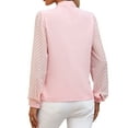 thumbnail image 5 of QAFOPEH Women Notched V Neck Lace Long Sleeve Solid Color Work Office Chiffon Shirt, 5 of 7