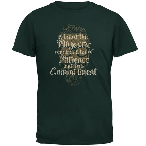 Hipster Beard Majestic Patience Commitment Mens T Shirt Forest Green SM