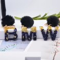 thumbnail image 3 of Llavero relleno de piedra negra con 26 iniciales para mujer, colgante de bola esponjosa, llavero de resina, llavero de coche, accesorios de bolso, 3 of 4