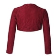 thumbnail image 2 of Alvivi Kids Girls Long Sleeve Open Front Lace Bolero Shrug Cardigan Flower Dress Cover Up Burgundy 8, 2 of 5