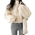 thumbnail image 5 of Winter Women Jacket Thick Fleece Stand Collar Zipper Closure Long Sleeves Warm Windproof Heat Retention Outdoor Coat, 5 of 7