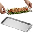 thumbnail image 2 of Solivara Rectangle Stainless Serving Tray 3 Piece Set With Rounded Edges For Indoor Outdoor Entertainment(Silver,12.60*6.30 in), 2 of 6