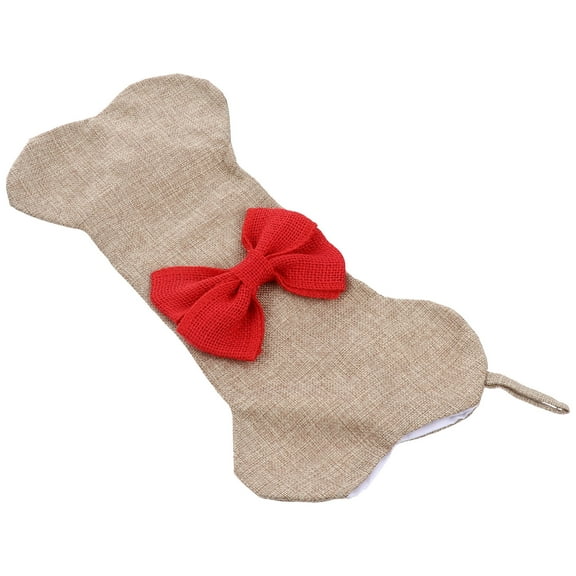 NIYANGLE Pet Christmas Decorations Burlap Stocking Jute Red 1Set
