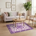thumbnail image 3 of ODIKA 4'x6' Ultra-Soft Area Rug, Purple Flower Fuzzy Circle Symmetrical Petal Classroom Round None Washable, Bare feet friendly, Silk-Touch for Bedroom Home office, 3 of 7