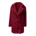thumbnail image 4 of Women's 2025 Winter Double Breasted Plush Coat, Mid-Length Fleece Lined Trench Coat, Lapel Collar Warm Outerwear, Soft Faux Shearling Jacket, Elegant Cold Weather Protection Wine XL, 4 of 5