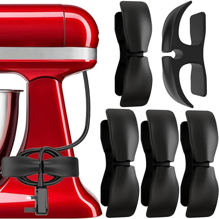 Cord Organizer for Appliances, 5 Pack Upgraded Cord Holder Cord Winder Stick on Small Kitchen Appliances, Mixer, Coffee Maker, Pressure Cooker, Air Fryer (Black)