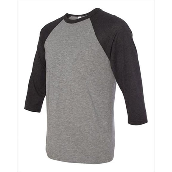 Bella-Canvas C3200 Unisex 0.75 Sleeve Baseball Tee - Deep Heather & Black - Medium