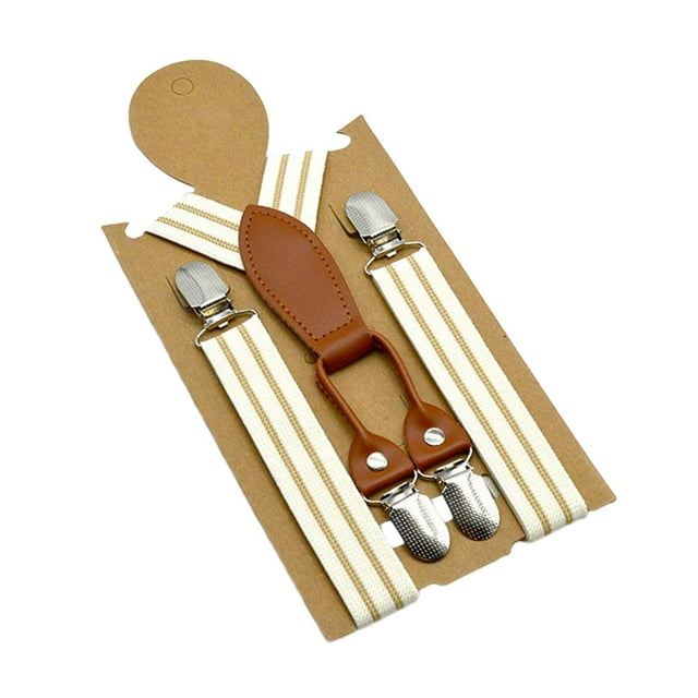 Tachiuwa Bretelles pour Enfants 3 Clips Réglables pour Costume de Danse Mariage Halloween Blanc
