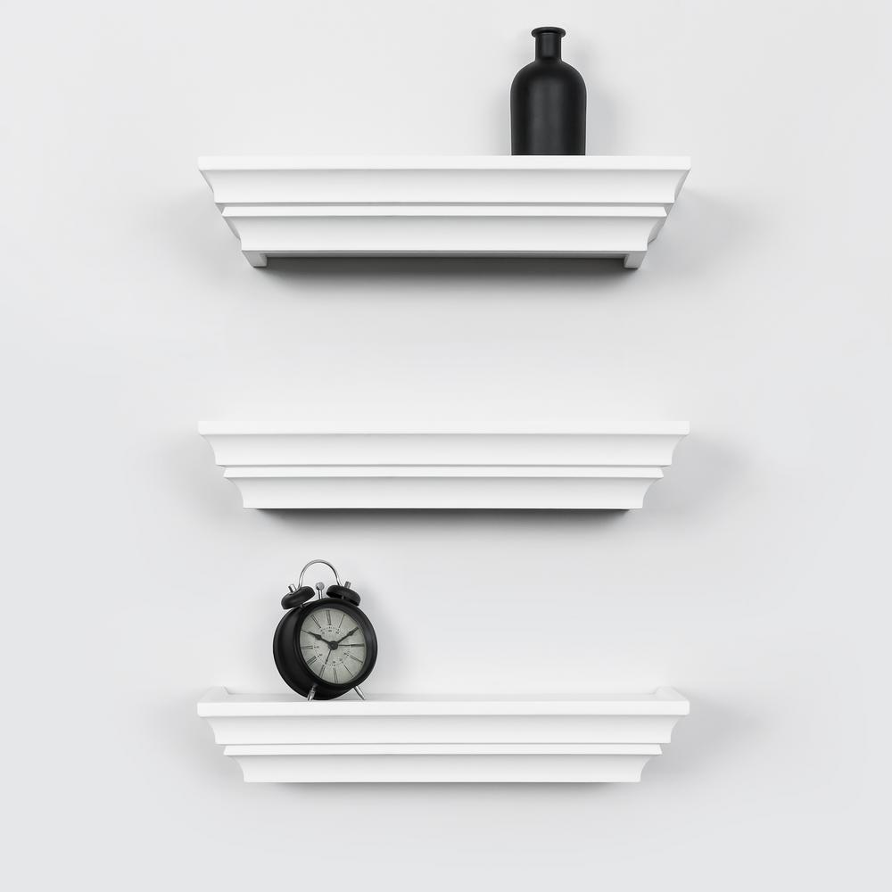 kieragrace KG Madison Contoured Floating Wall Shelf - White, 16", Set of 3