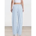 thumbnail image 6 of Womens Striped Gingham Pajama Lounge Boxer Pants Cute Comfy Bottoms with Pockets Fall Y2K Outfits Light Blue M, 6 of 7